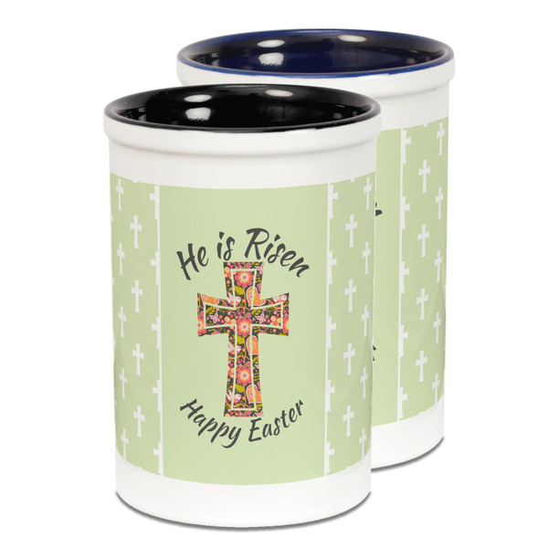 Custom Easter Cross Ceramic Pencil Holder - Large