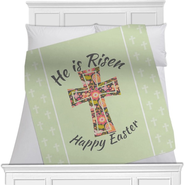 Custom Easter Cross Minky Blanket - 40"x30" - Single Sided