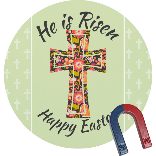Custom Easter Cross Round Fridge Magnet