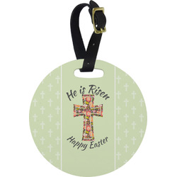 Easter Cross Plastic Luggage Tag - Round