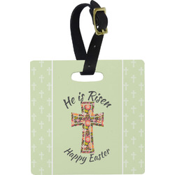 Easter Cross Plastic Luggage Tag - Square