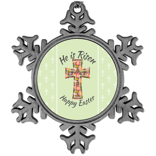 Custom Easter Cross Vintage Snowflake Ornament