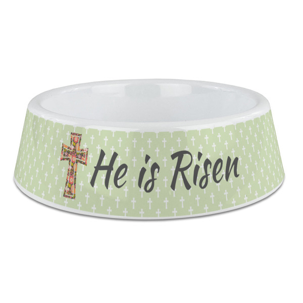 Custom Easter Cross Plastic Dog Bowl - Large