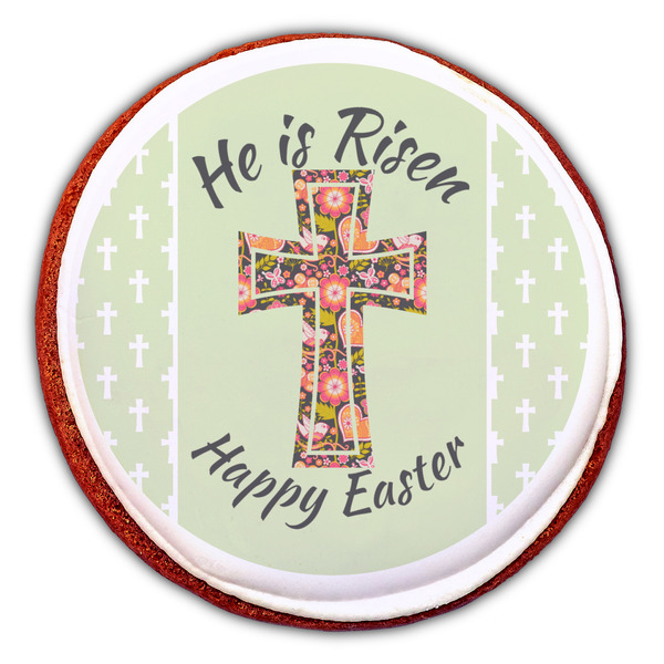 Easter Cross Printed Icing Circle - Large - On Cookie