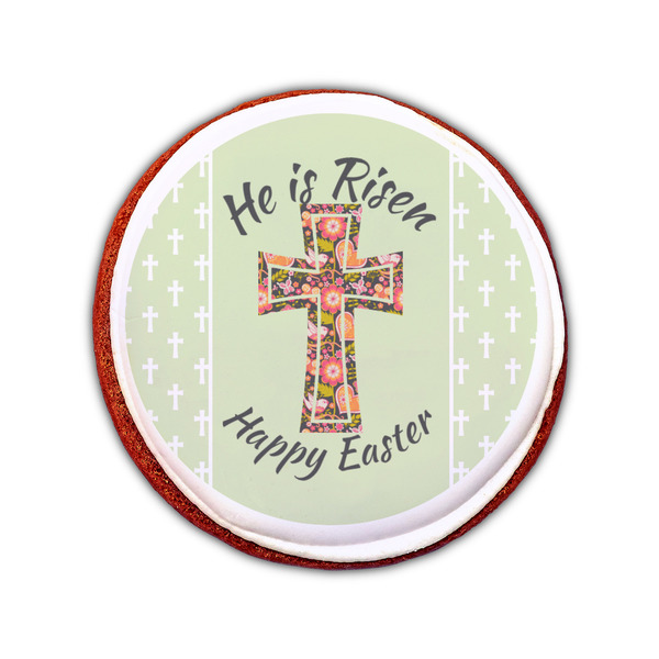 Easter Cross Printed Icing Circle - Small - On Cookie
