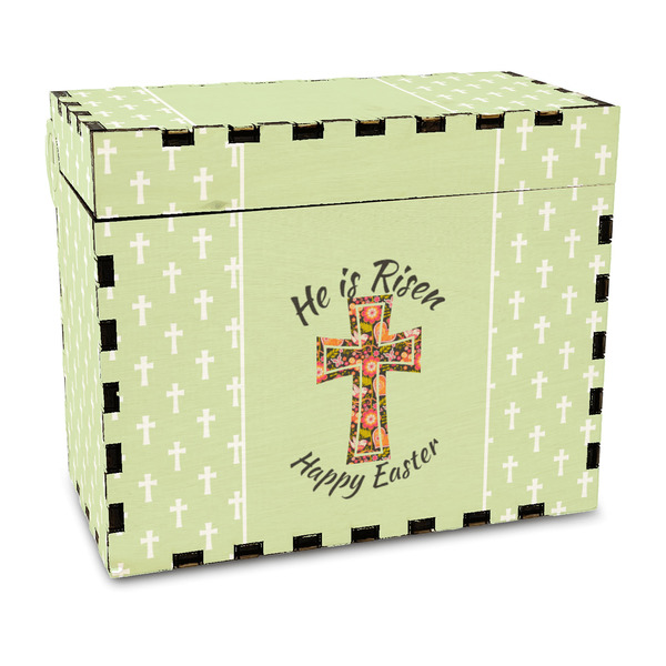Custom Easter Cross Wood Recipe Box - Full Color Print