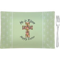 Easter Cross Rectangular Glass Appetizer / Dessert Plate - Single or Set
