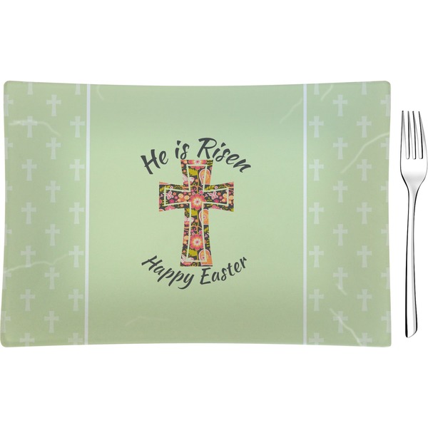 Custom Easter Cross Rectangular Glass Appetizer / Dessert Plate - Single or Set