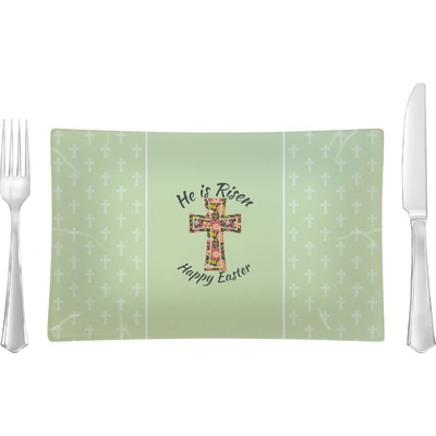 Easter Cross Rectangular Glass Lunch / Dinner Plate - Single or Set