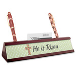 Easter Cross Red Mahogany Nameplate with Business Card Holder