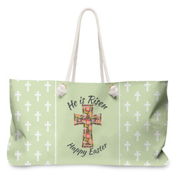 Easter Cross Large Tote Bag with Rope Handles