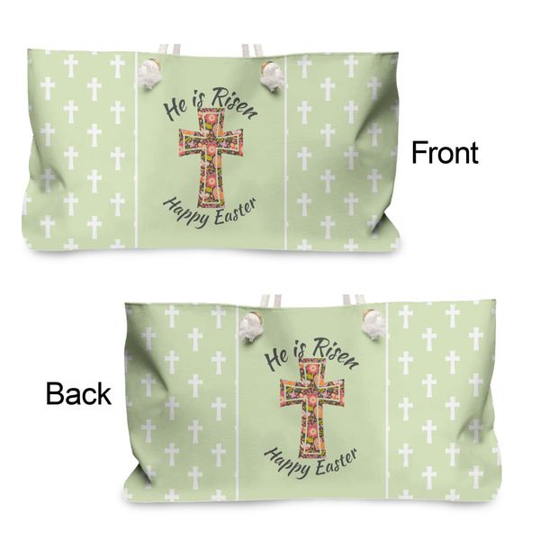 Easter Cross Large Rope Tote - From & Back View