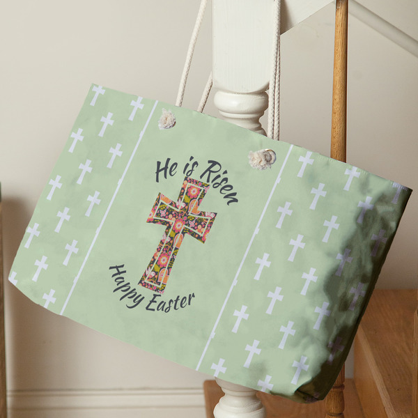 Easter Cross Large Rope Tote - Life Style