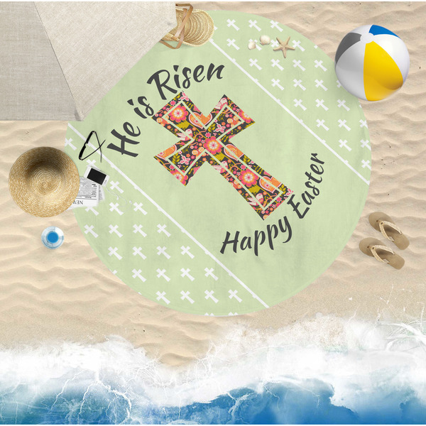 Easter Cross Round Beach Towel Lifestyle