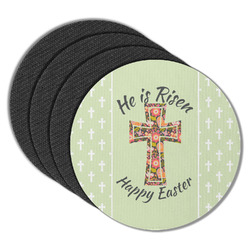 Easter Cross Round Rubber Backed Coasters - Set of 4