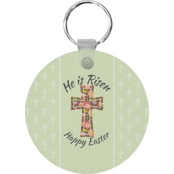 Easter Cross Round Plastic Keychain