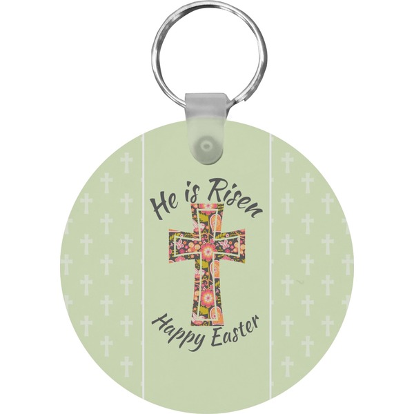 Custom Easter Cross Round Plastic Keychain