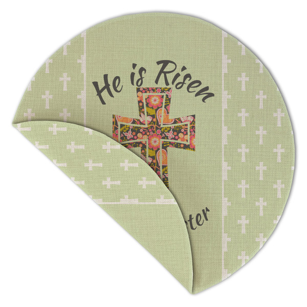 Easter Cross Round Linen Placemats - Front (folded corner double sided)