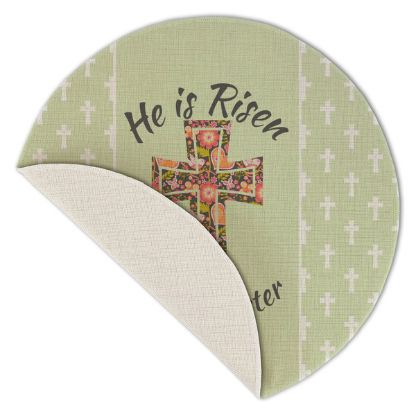 Easter Cross Round Linen Placemats - Front (folded corner single sided)