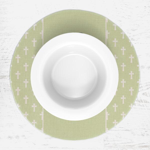 Easter Cross Round Linen Placemats - LIFESTYLE (single)