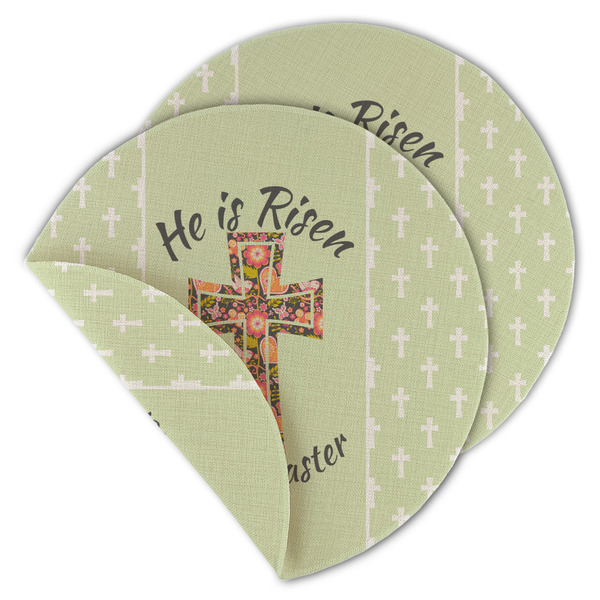 Custom Easter Cross Round Linen Placemat - Double Sided