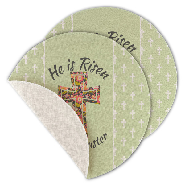 Custom Easter Cross Round Linen Placemat - Single Sided - Set of 4