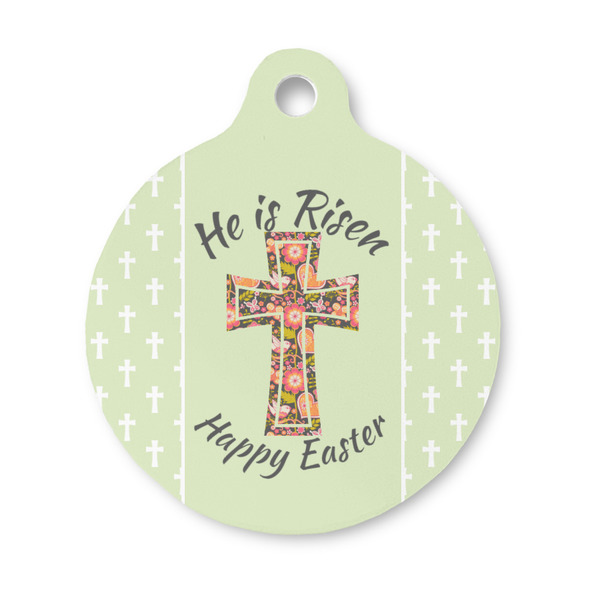 Custom Easter Cross Round Pet ID Tag - Small