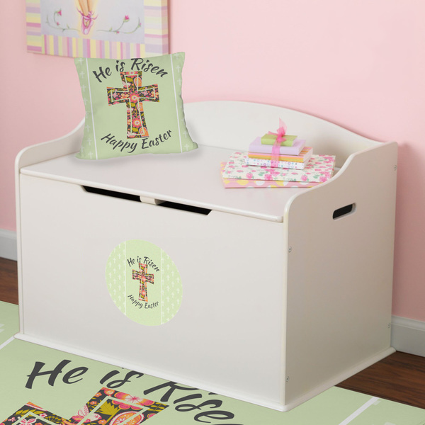 Easter Cross Round Wall Decal on Toy Chest