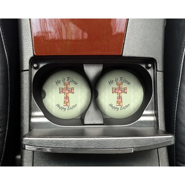 Easter Cross Sandstone Car Coaster - In Cup Holder