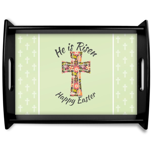 Custom Easter Cross Black Wooden Tray - Large