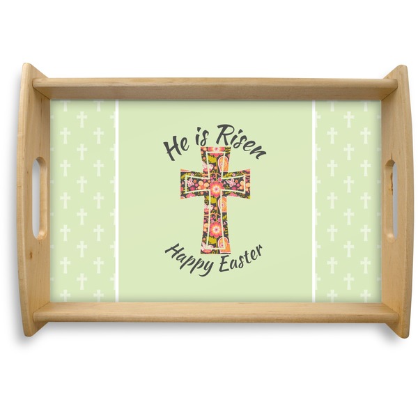 Custom Easter Cross Natural Wooden Tray - Small
