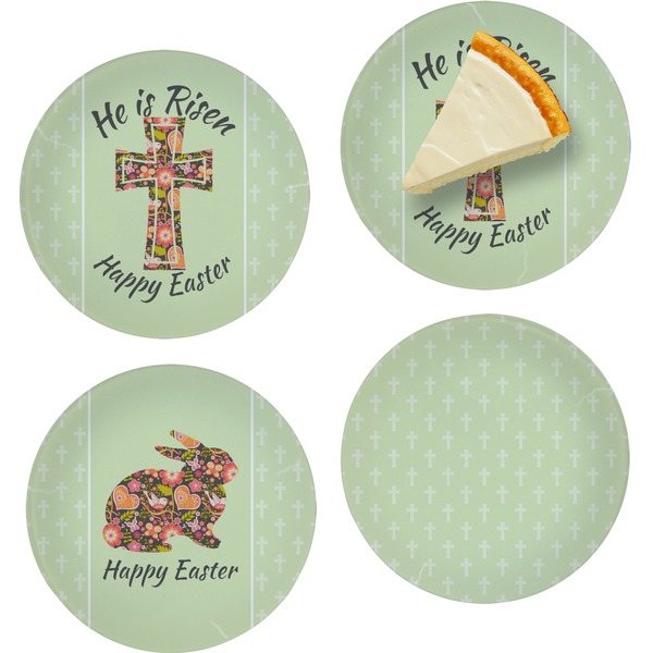 Custom Easter Cross Set of 4 Glass Appetizer / Dessert Plate 8"