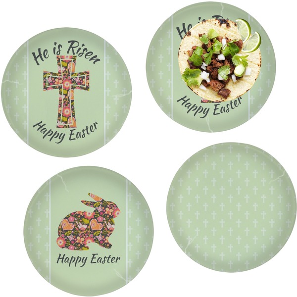 Custom Easter Cross Set of 4 Glass Lunch / Dinner Plate 10"