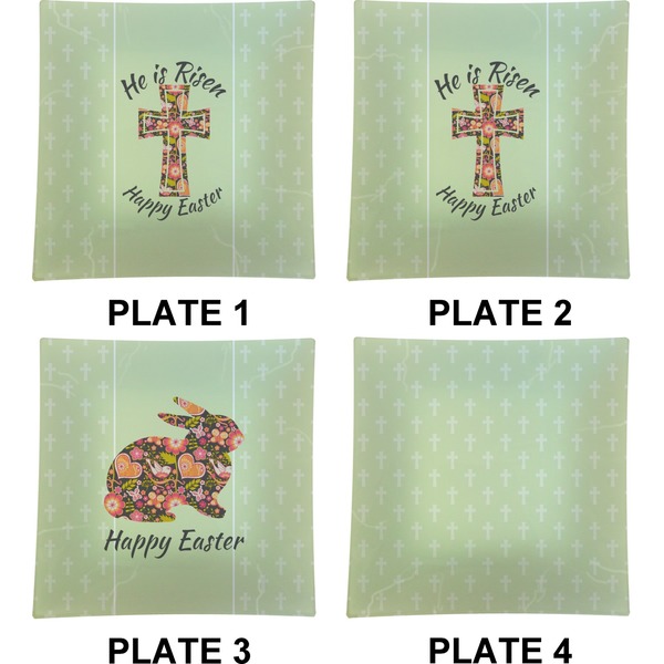 Easter Cross Set of Square Dinner Plates (Approval)