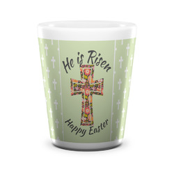 Easter Cross Ceramic Shot Glass - 1.5 oz - White - Set of 4