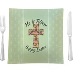 Easter Cross 9.5" Glass Square Lunch / Dinner Plate- Single or Set of 4