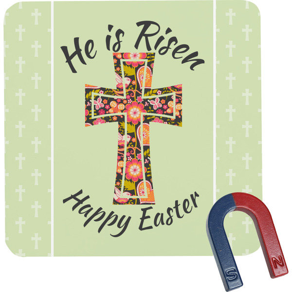 Custom Easter Cross Square Fridge Magnet