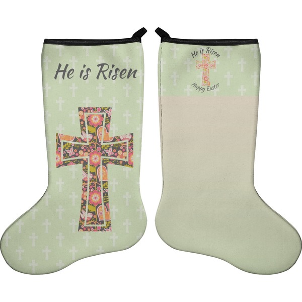 Custom Easter Cross Holiday Stocking - Double-Sided - Neoprene