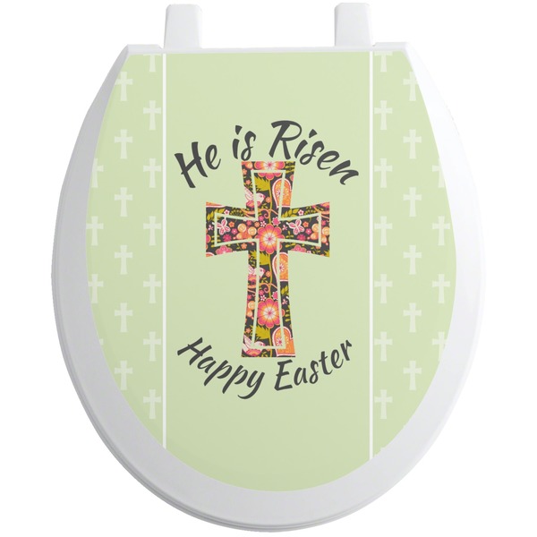 Custom Easter Cross Toilet Seat Decal - Round