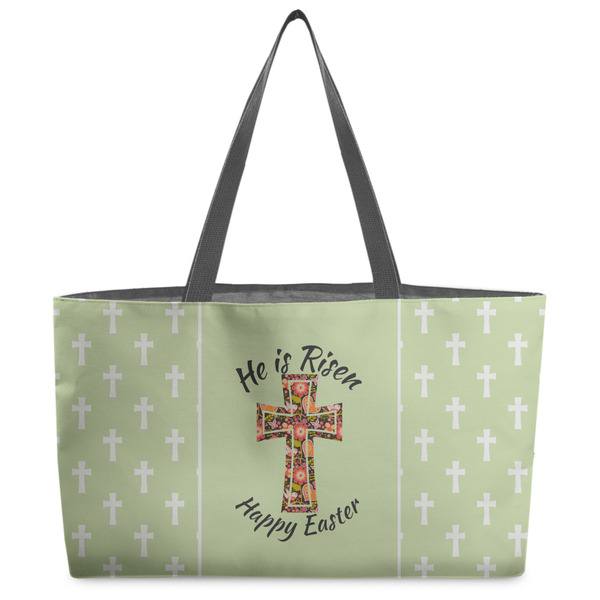 Custom Easter Cross Beach Totes Bag - w/ Black Handles