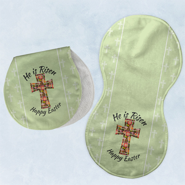 Easter Cross Two Peanut Shaped Burps - Open and Folded