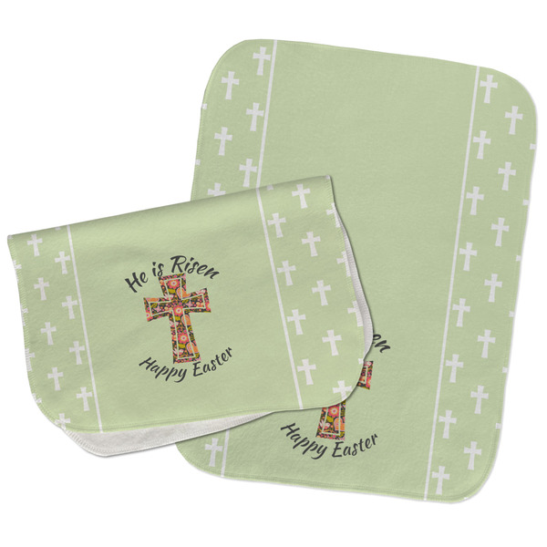 Easter Cross Two Rectangle Burp Cloths - Open & Folded