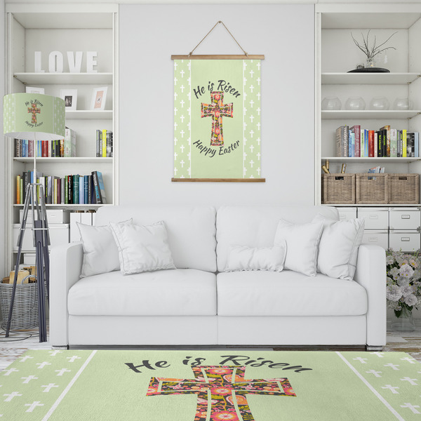 Easter Cross Wall Hanging Tapestry - Portrait - IN CONTEXT