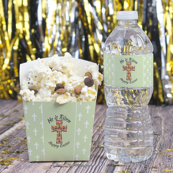 Easter Cross Water Bottle Label - w/ Favor Box