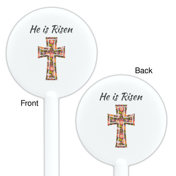 Easter Cross White Plastic 5.5" Stir Stick - Double Sided - Round - Front & Back