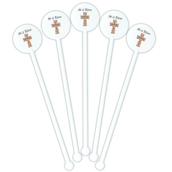 Easter Cross White Plastic 5.5" Stir Stick - Fan View