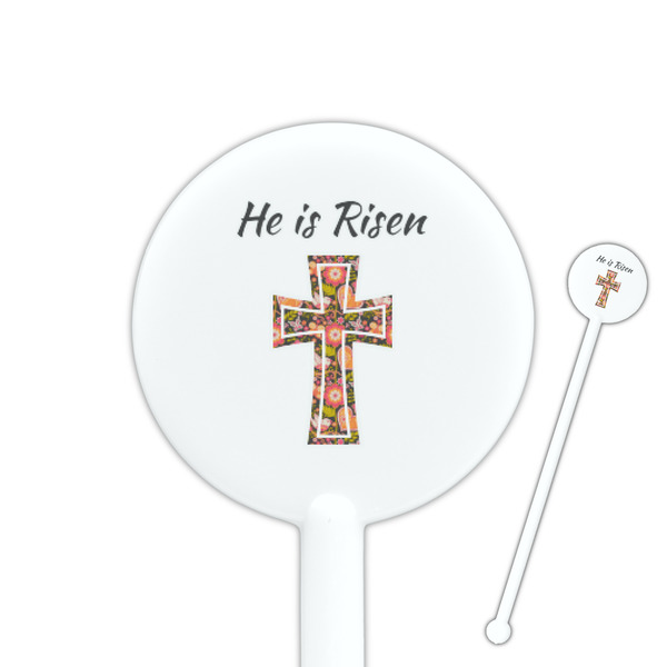 Custom Easter Cross 5.5" Round Plastic Stir Sticks - White - Single Sided