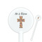 Easter Cross 5.5" Round Plastic Stir Sticks - White - Single Sided