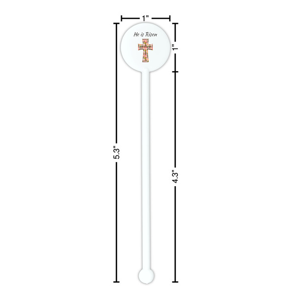 Easter Cross White Plastic 5.5" Stir Stick - Round - Dimensions