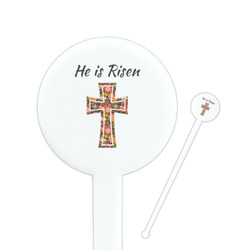 Easter Cross 7" Round Plastic Stir Sticks - White - Single Sided